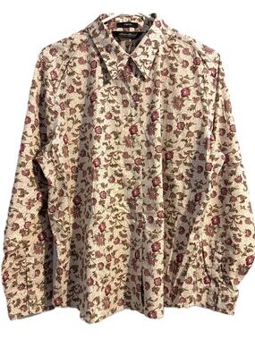 Eddie Bauer Stretch Wrinkle Resistant Floral Button Down Shirt Long Sleeve XL